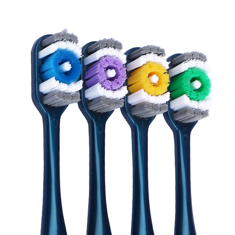 Jianruyun Extra Hard Bristle Toothbrush, 4 Individually Wrapped Adult Family Pack for Women And Men, Random Color