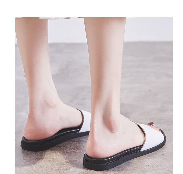 Pounise Women's Fashion Versatile Simple Outdoor Slippers Korean Style Lightweight Comfortable One-strap Sandals PCD-KA002 White Size 40/250(1.5) 5