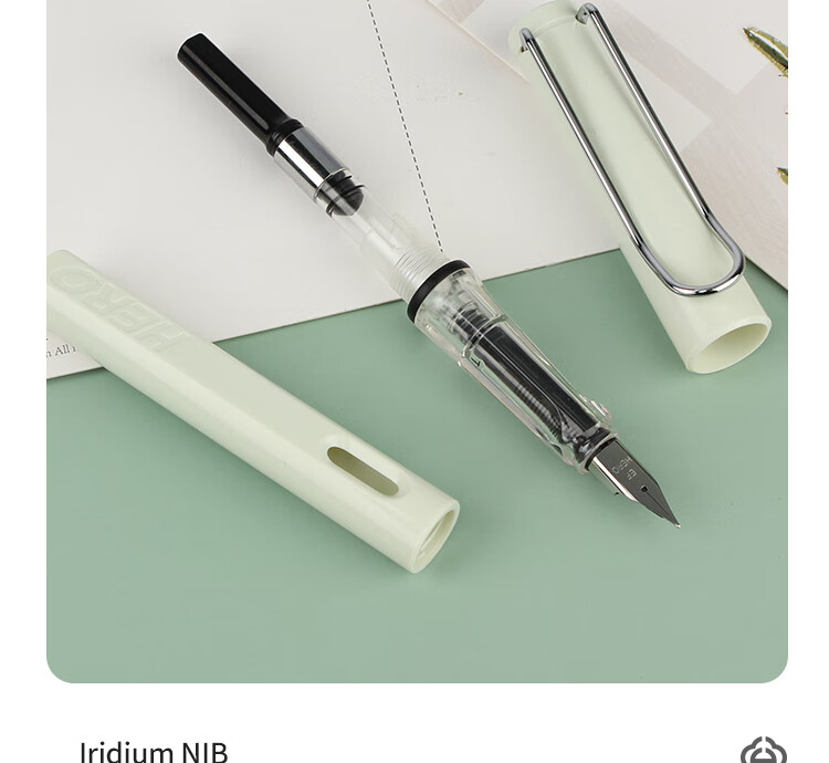 HERO Fountain Pen 359 Posture Correction EF Nib Thin and Thick Craft Student Calligraphy Pen with 6 Random Ink Cartridges Iridium Nib Signature Pen Morandi Deep Blue 10