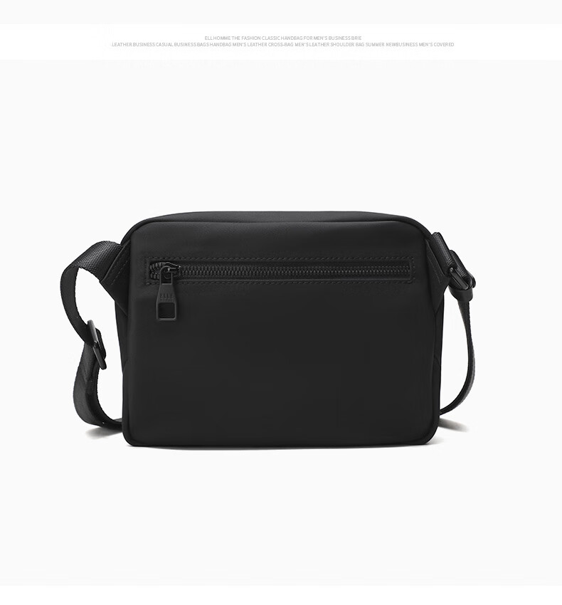 ELLE HOMME Men's Shoulder Bag, Trendy Lightweight Canvas Crossbody Bag, Water-Resistant Casual Phone Bag for Men, Travel Bag, Black 18