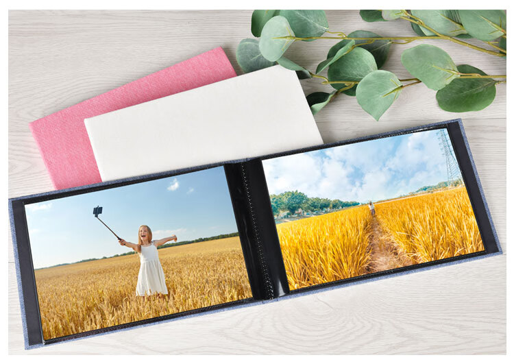 Nakabayashi NCL Fabric Photo Album 6x4.7 Inch Insert Style Storage Book Family Memory Album 24 Pages 6 Inch Vertical White 10
