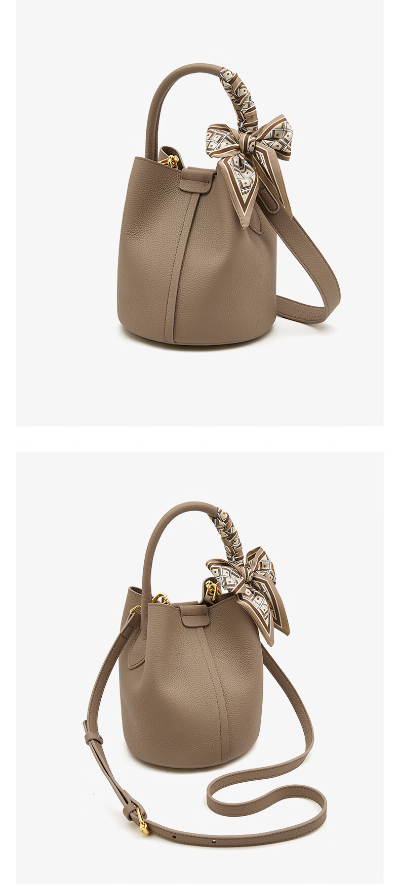 FOXER Genuine Cowhide Women's Large Capacity Bucket Bag Handbag Shoulder Crossbody Bag Christmas Gift for Girlfriend 6