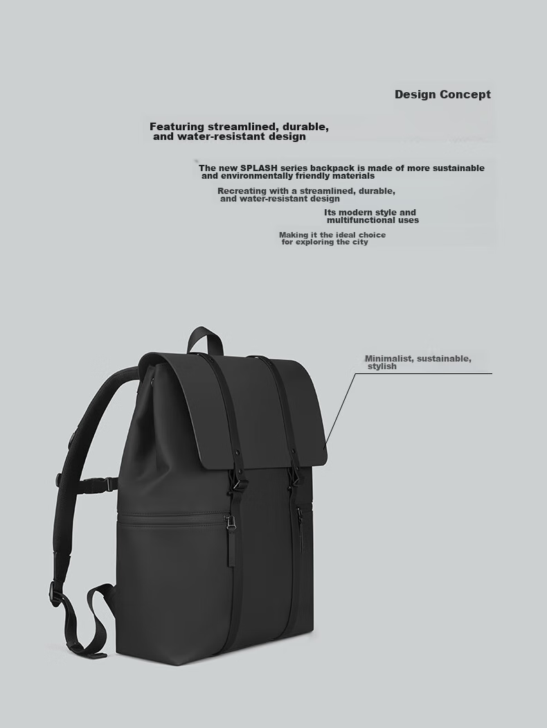 GASTON LUGA Men's Backpack, 16-Inch Large Capacity Laptop Bag, Versatile Travel Backpack, Trendy Bookbag, Valentine's Day Gift, Elegant Black 3