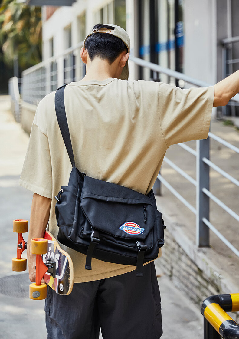 Dickies Men's Shoulder Bag, Large Capacity Casual Backpack, Lightweight Canvas Bag for College Students, Multifunctional Crossbody Bag with Shoulder Strap 19