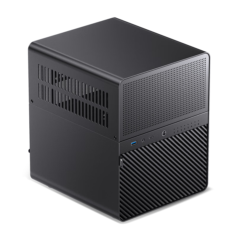 JONSBO N3 Black NAS Case (ITX Motherboard, Aluminum Shell, SFX Power Supply Position, Upper And Lower Compartment Structure, 8+1 Hard Drive Bays, Built-In 100mm*2 Fans)