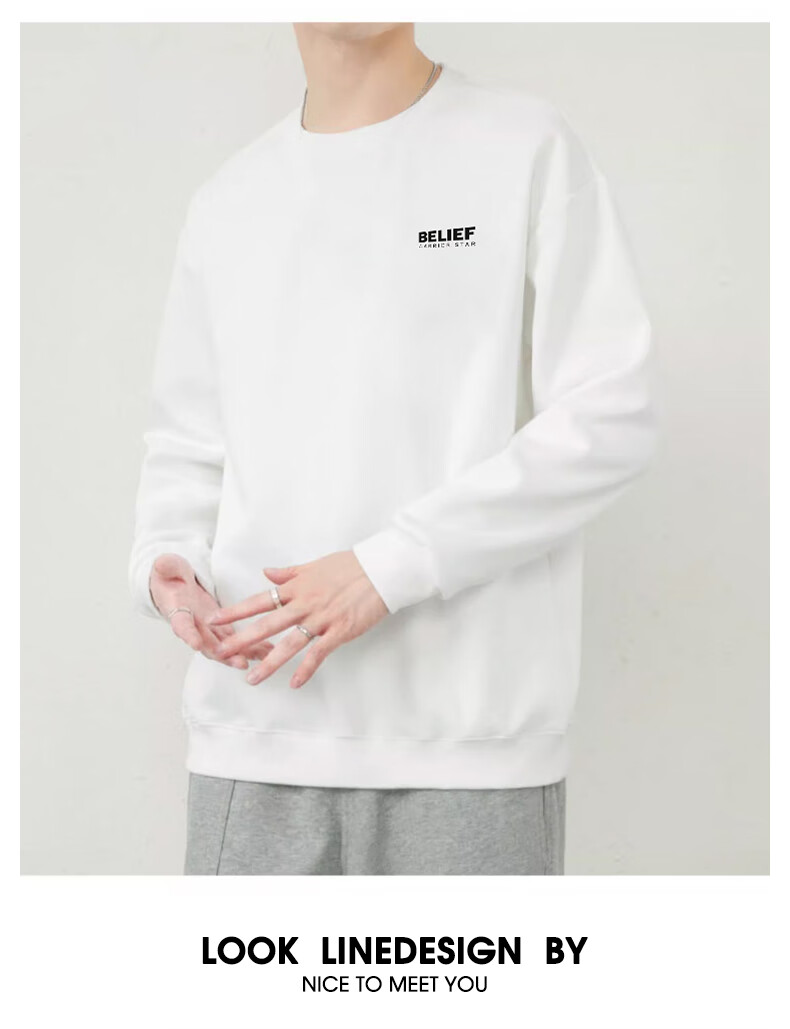 Huili Round Neck Sweatshirt for Men, Printed Long Sleeve T-Shirt, Printed Undershirt for Men, Spring And Autumn Casual Trendy Jacket, Men's Clothing 5