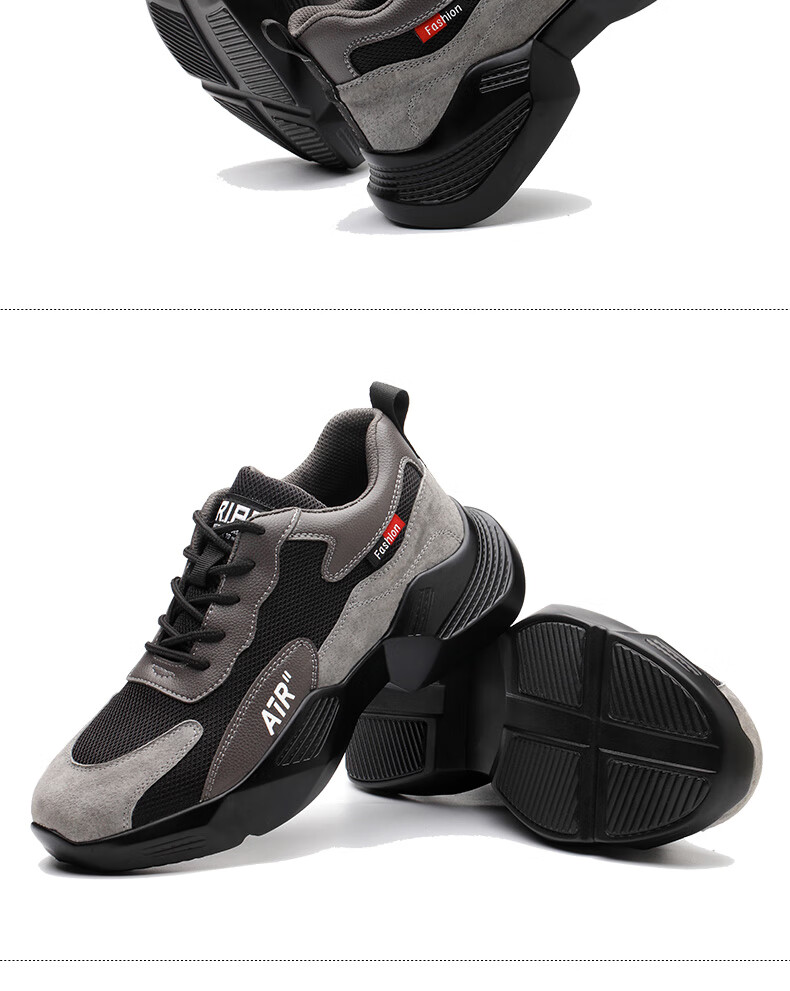 FUCHENG Safety Shoes for Men, Summer Breathable Lightweight Steel Toe Anti-Smashing Anti-Puncture Comfortable Wear-Resistant Work Safety Protective Shoes 359 Size 42 13