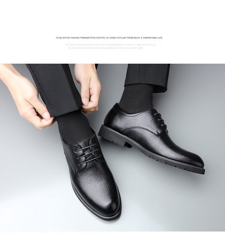 BEIOUTU Fleece-Lined Warm Leather Dress Shoes Fashion Lace-Up Business Casual Low-Top Cotton Shoes for Men 17818 Black Size 44 4