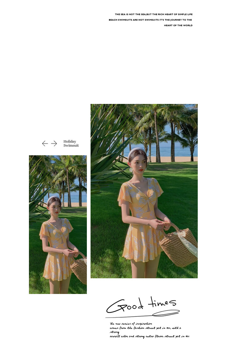 Yimeishan One-Piece Swimsuit for Girls, Plus Size, Slimming, 2026 New Style, Skirted Conservative Beach Vacation Swimwear, Hot Spring 7