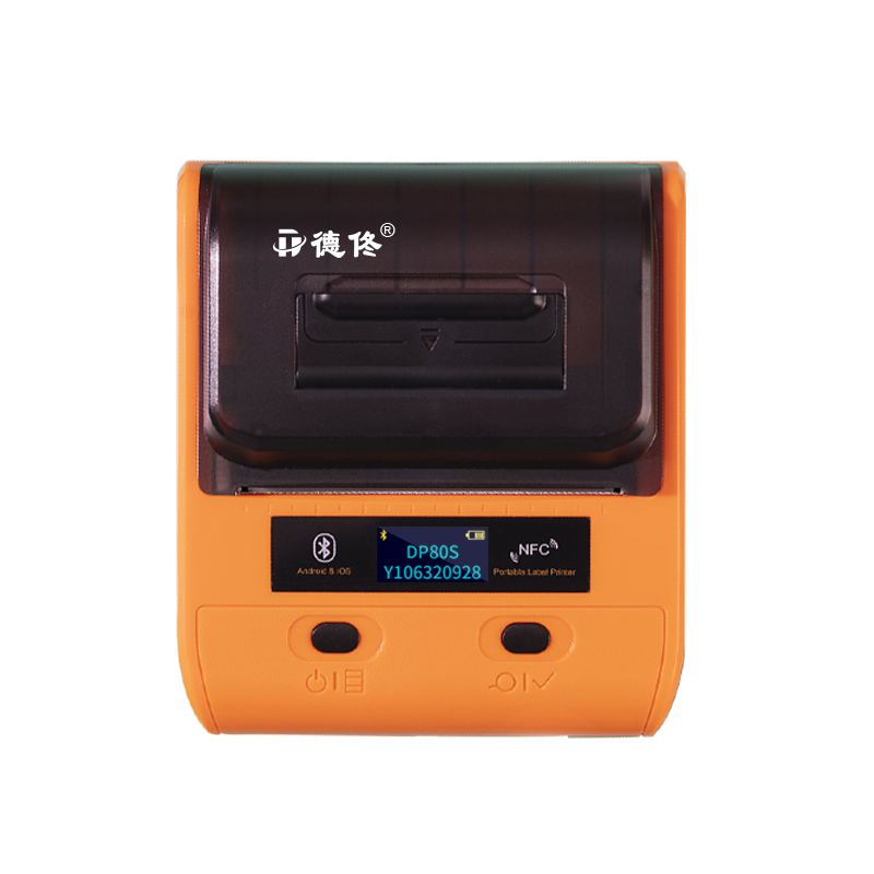 Detong DP30S Supermarket Label Printer for Product Prices, Convenience Store Food Thermal Price Tags, Self-Adhesive Label Printer with Bluetooth Connection, Orange Machine + 1 Roll for Supermarkets