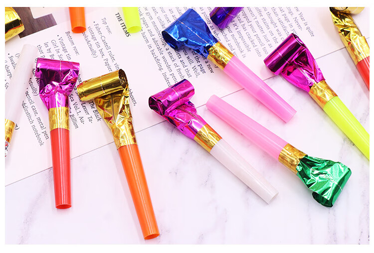 COODORA Blow-Up Toy Set of 40: Dragon Whistle, Trumpet, Air Blower, Retractable Paper Roll Whistle, New Year Gift 4