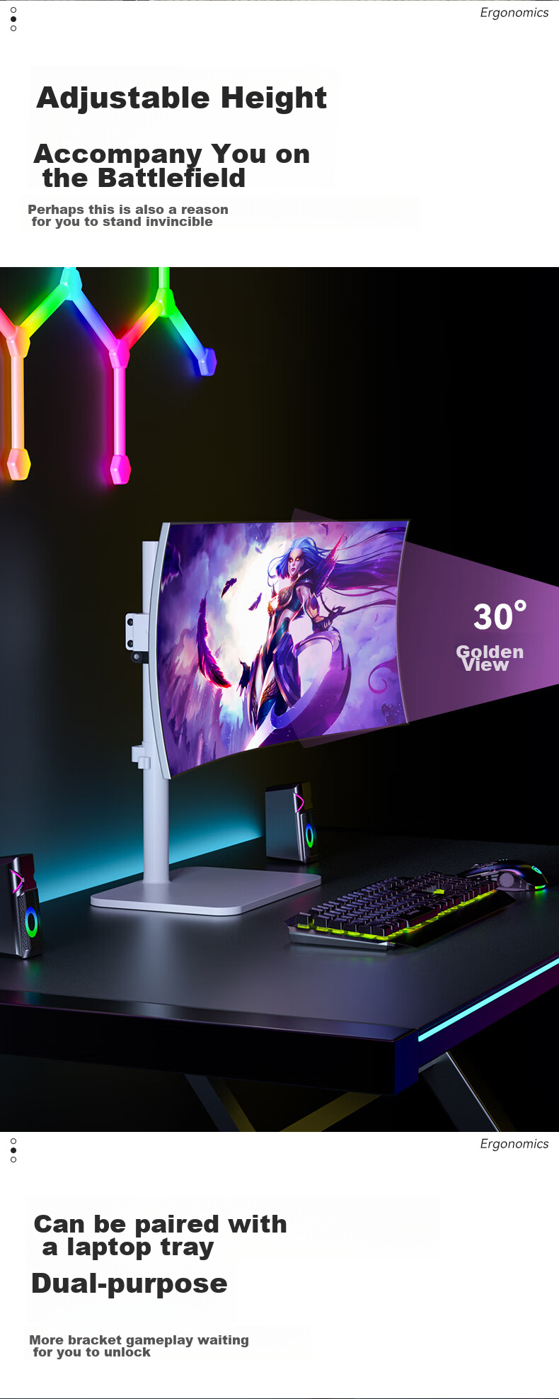 HILLPORT Monitor Riser Stand, Desktop Computer Screen Support, Display Stand with Adjustable Height And Rotation for Horizontal Or Vertical Positioning, DZ2011 White, Weight Capacity of 15 Kg (33 Lbs) 7