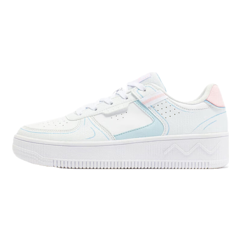 361° Women's Sports Shoes, Autumn Retro Thick-Soled Heightening Wear-Resistant White Sneakers, Casual Skateboard Shoes, 682116601F-8