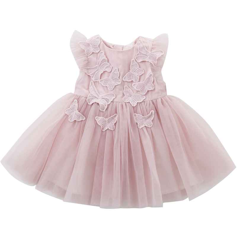 DAVE & BELLA Children's Summer Dress, Girls' Tulle Skirt, Princess Dress, Kids' Puffy Skirt, DB7536-R, Smoky Purple