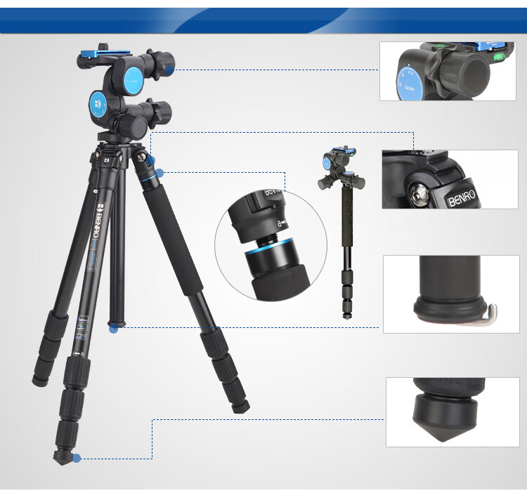 Benro GD3WHK Three-Dimensional Gear Head for Mirrorless And DSLR Cameras, Architectural Starry Sky Low-Angle Panoramic Macro Photography And Videography Tripod 3