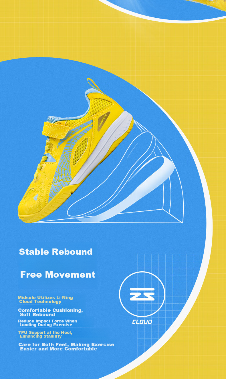 Li-Ning Table Tennis Shoes for Children, Yingyan 2.0 Breathable Shock-Absorbing Professional Competition Training Sports Shoes, Size 35 3