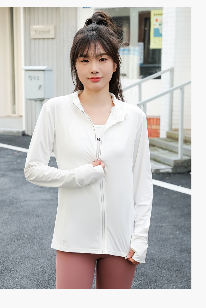LangSha Ice Silk Sun Protection Clothing for Women, Summer 2024 Outdoor Sports Sun Protection Breathable Cool-Feeling Slim-Fit Cardigan Stand Collar Top Outerwear 11