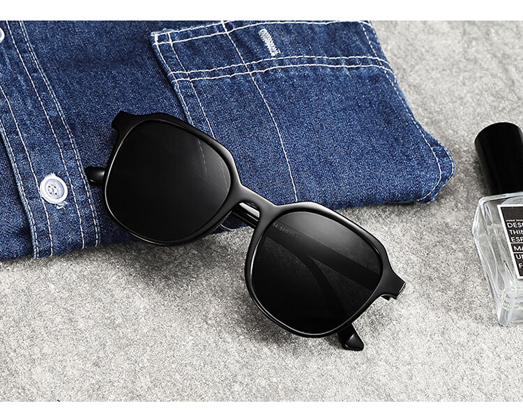 皓顿hautton遮光太阳镜女大框显瘦墨镜防晒眼镜男女士驾驶墨镜黑框灰