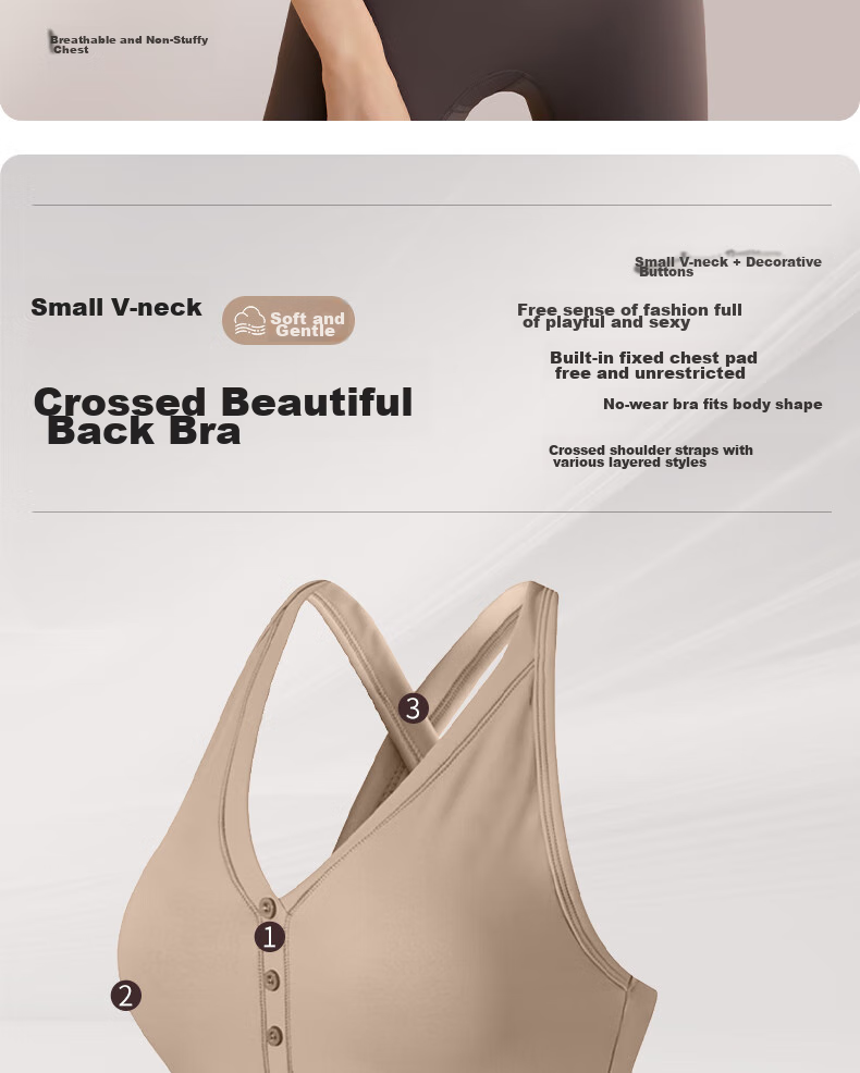 XUEXIMAN Sports Bra for Women with Shock-Absorbing Band, Chest Pads, Yoga Top, Beautiful Back Bra, One-Piece Pilates Fitness Vest 2