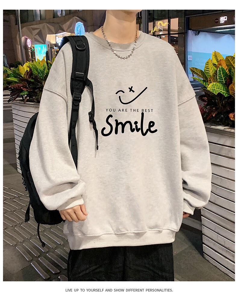 Foss Phil American Vintage Floral Embroidered Crewneck Sweatshirt Men Spring Autumn Loose Casual Top WY013 Obsidian Black 3XL 11