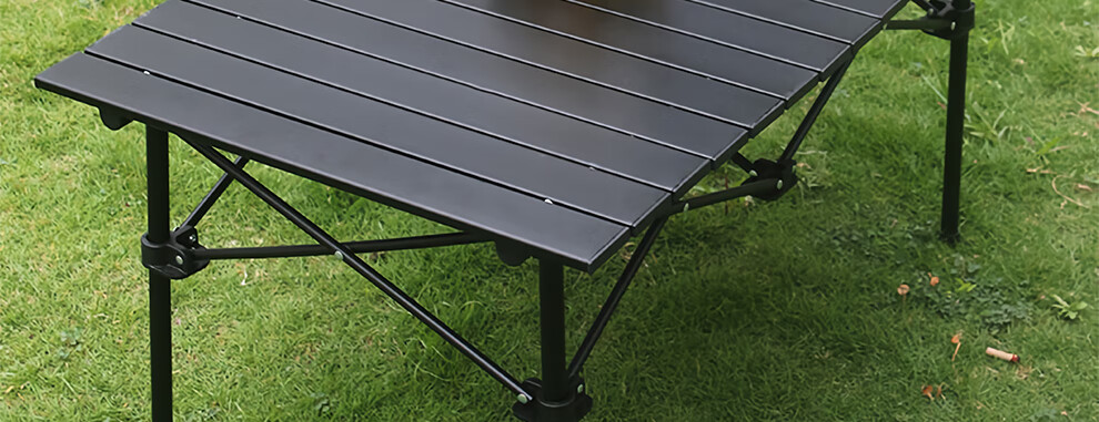 Jiuqiangu Outdoor Folding Table, Portable Picnic Table, Egg Roll Table, Carbon Steel Camping Black Square Table And Chairs, Camping Equipment 2792 1