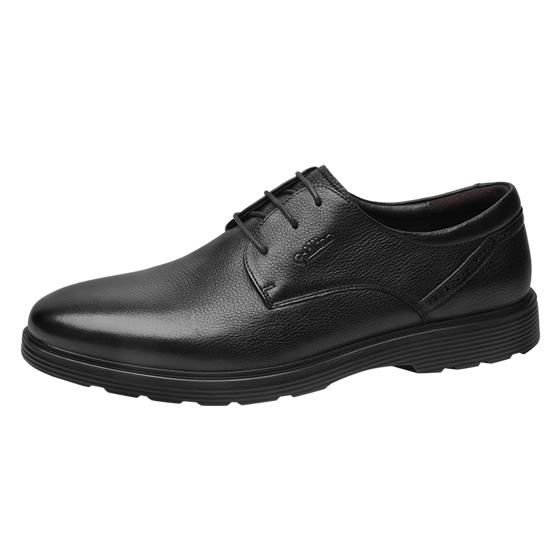 Goldlion Men's Shoes, Business Formal Shoes, Autumn Simple Lace-Up Dress Shoes, Lightweight Leather Shoes, 59674007501A, Black, Size 40