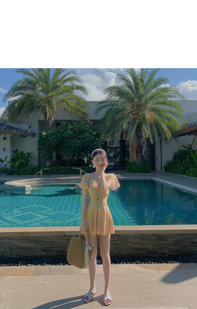 Yimeishan One-Piece Swimsuit for Girls, Plus Size, Slimming, 2026 New Style, Skirted Conservative Beach Vacation Swimwear, Hot Spring 11