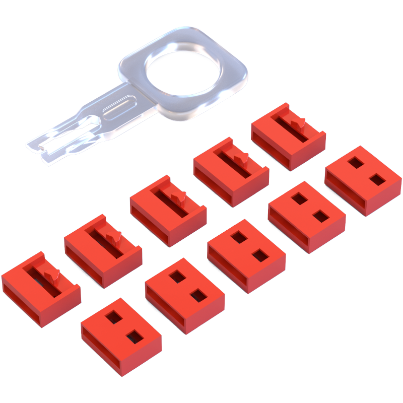 NVV USB Security Lock, Removable USB Port Plug, Dust Cover, USB Port Protector, Safety Plug, NX-FDU Red (Pack of 10)