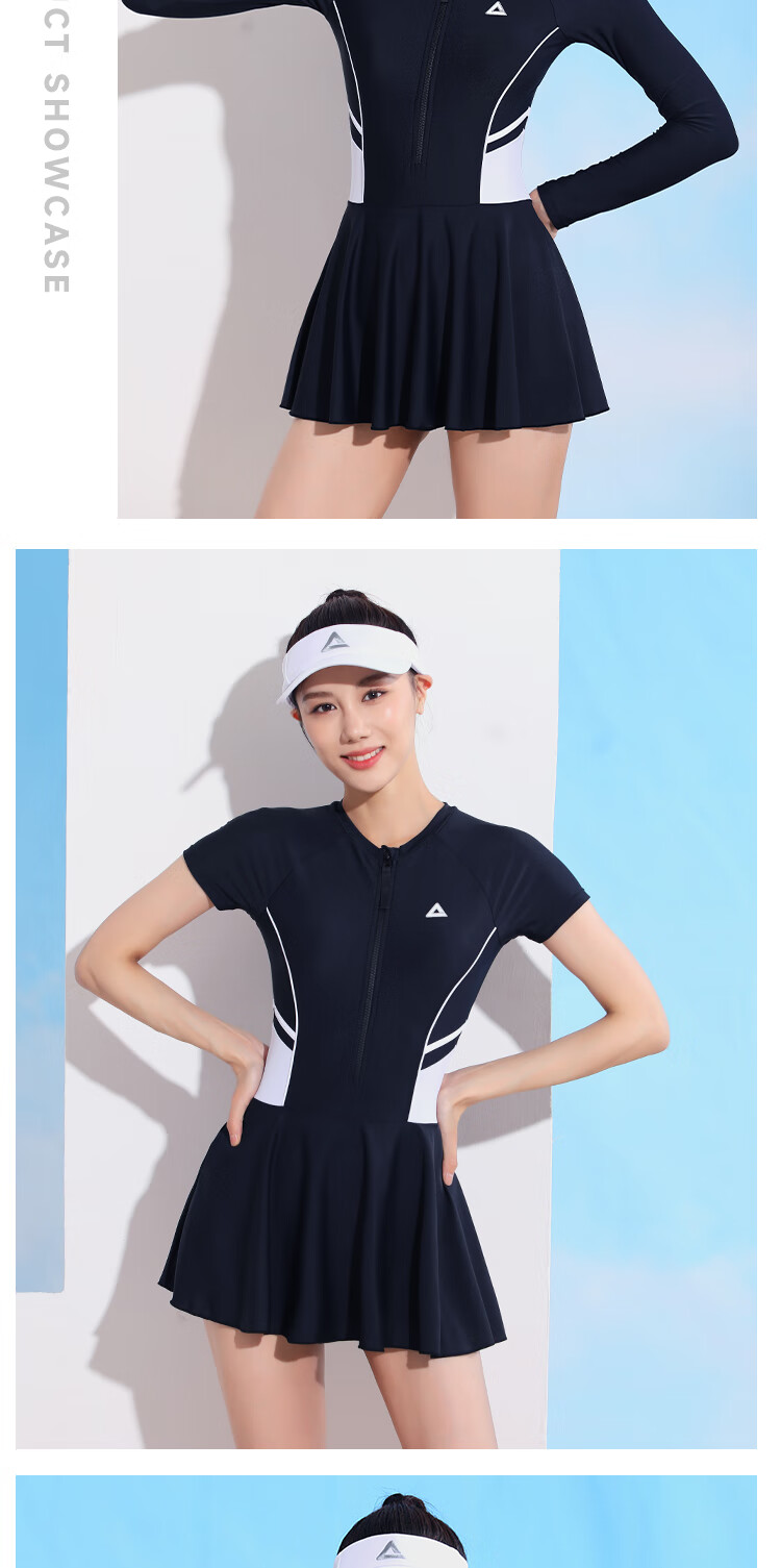 PEAK Women's One-Piece Swimsuit Dress, Tummy Control, Slimming, Comfortable, Quick-Drying, Casual, Conservative, Hot Spring Beach Dress Swimwear, Black XXXL 10
