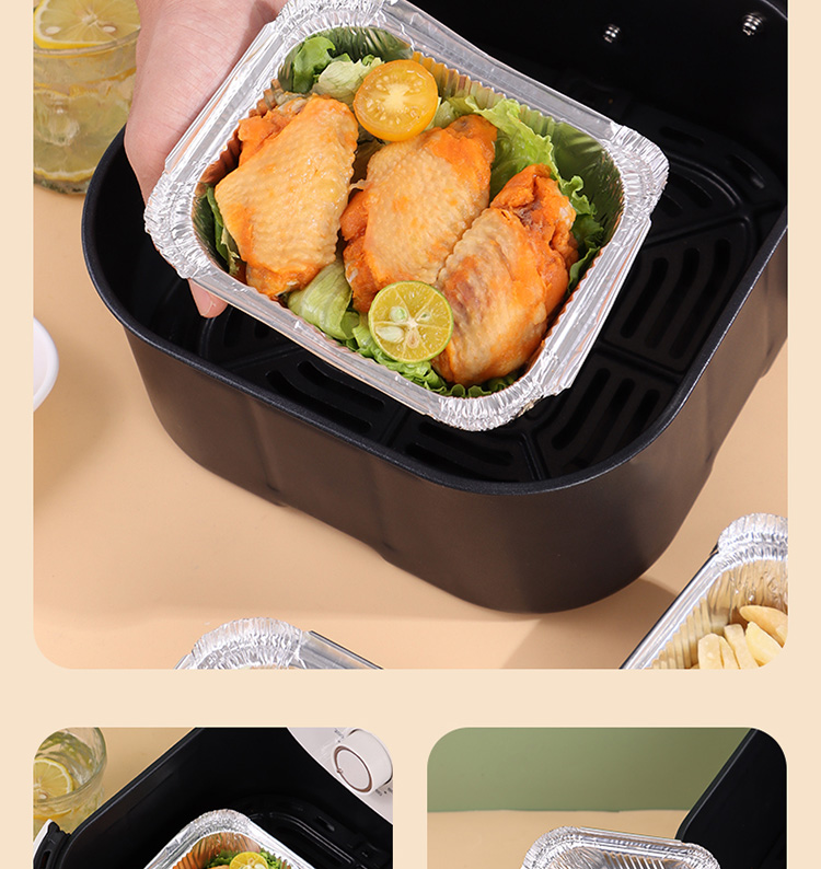 BJ Air Fryer Aluminum Foil Trays, 14.5*11.5 Cm, Disposable Takeout Boxes for Barbecue And Camping, Oven Liners, 20 Pieces 1