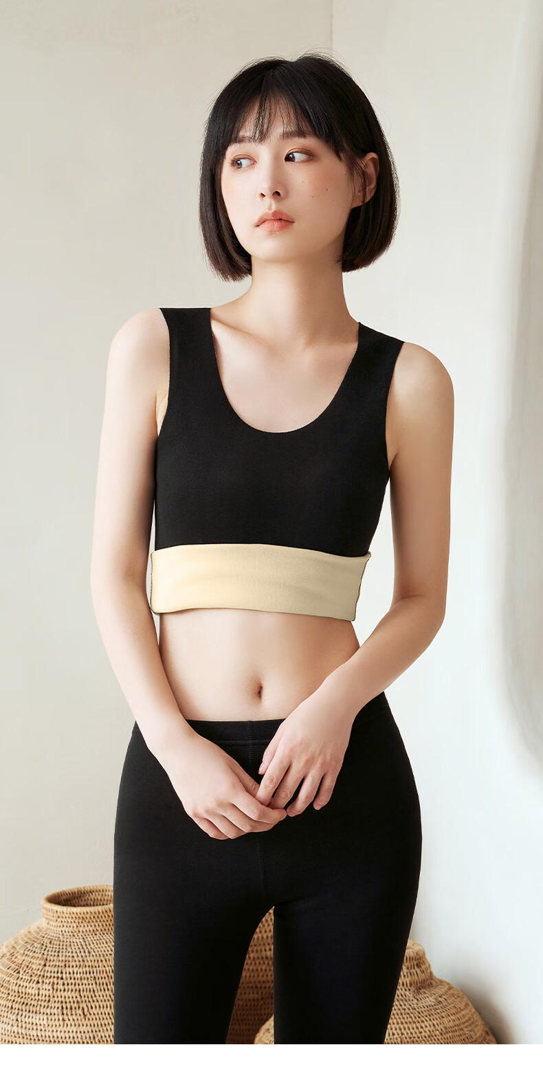 FitonTon 2-Pack AB-Side Thermal Vest for Women, Brushed Fleece Seamless Camisole Undershirt Base Layer Sleeveless Slim-Fit Top Size L 24