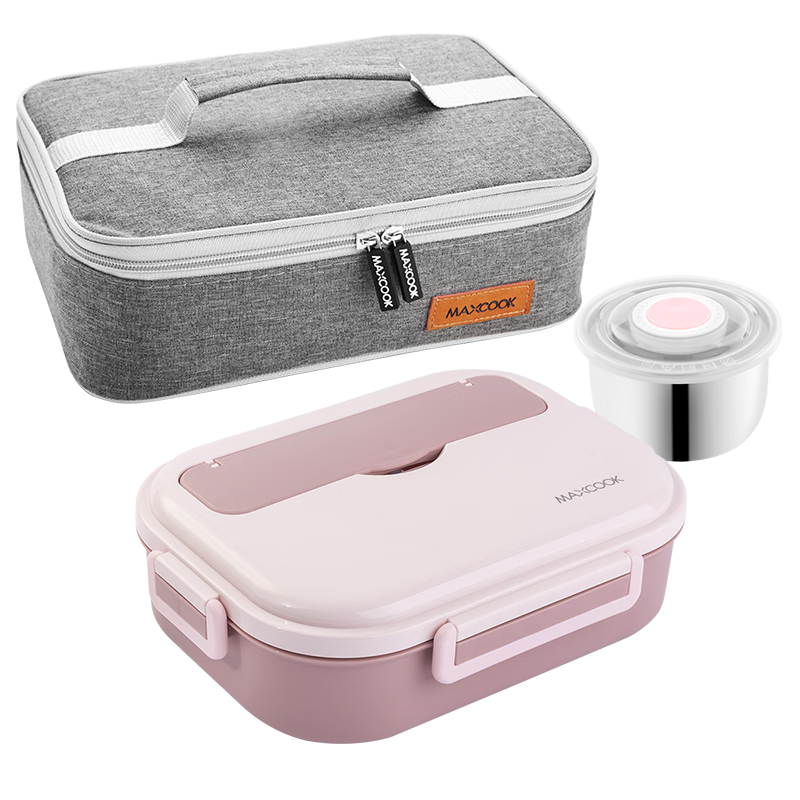 Maxcook 316L Stainless Steel Lunch Box, Microwave-Safe 5-Compartment Insulated Student Lunch Box with Utensils And Bag MCFT5883