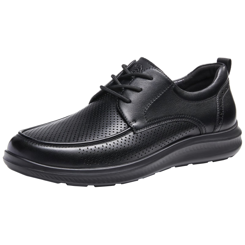 CAMEL Men's Leather Breathable Cushioned Business Casual Shoes G13M263053 Black Size 40