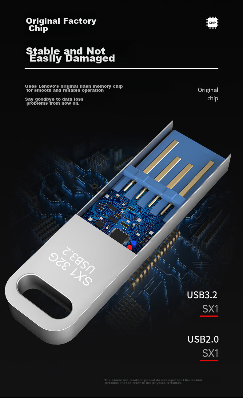 Lenovo 8GB USB2.0 Flash Drive, SX1 Speed Core Series, Gunmetal Color, Durable Metal Design, Essential for Business And Office Use 4