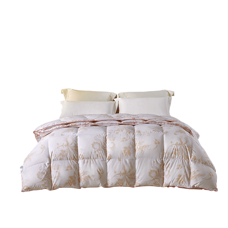 LOVO Class A 95% White Goose down Comforter, Antibacterial Mother-Child Duvet 650g 150*215cm Floral Pattern for Student Dormitory