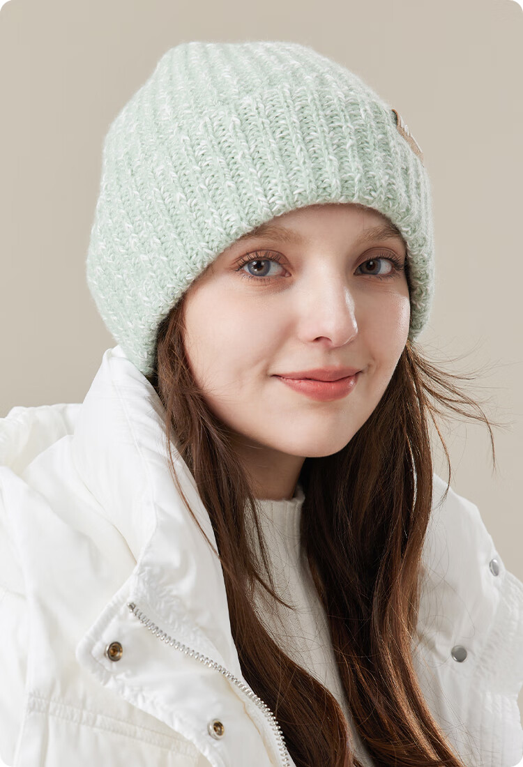 JIUMU Wool Warm Knit Hat, Autumn And Winter Knitted Cap, Cold Hat, Winter Hat, Large Head Circumference Slouchy Hat, Cold-Proof Hat for Women in Winter 14