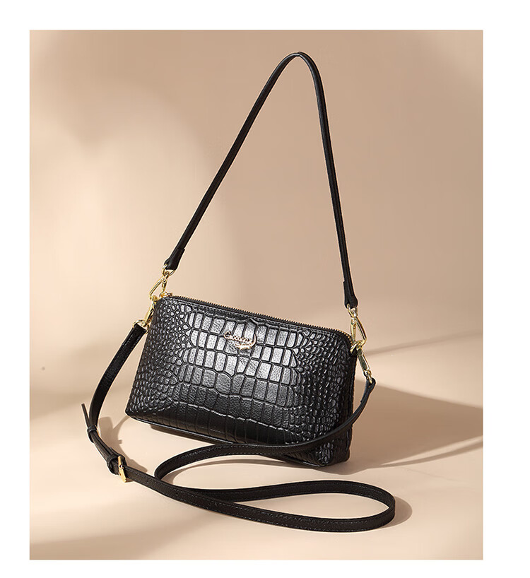 CROCODILE Goddess Day Women's Top-Grain Leather Crocodile Pattern Shoulder Bag, Casual Crossbody Underarm Handbag Gift 2