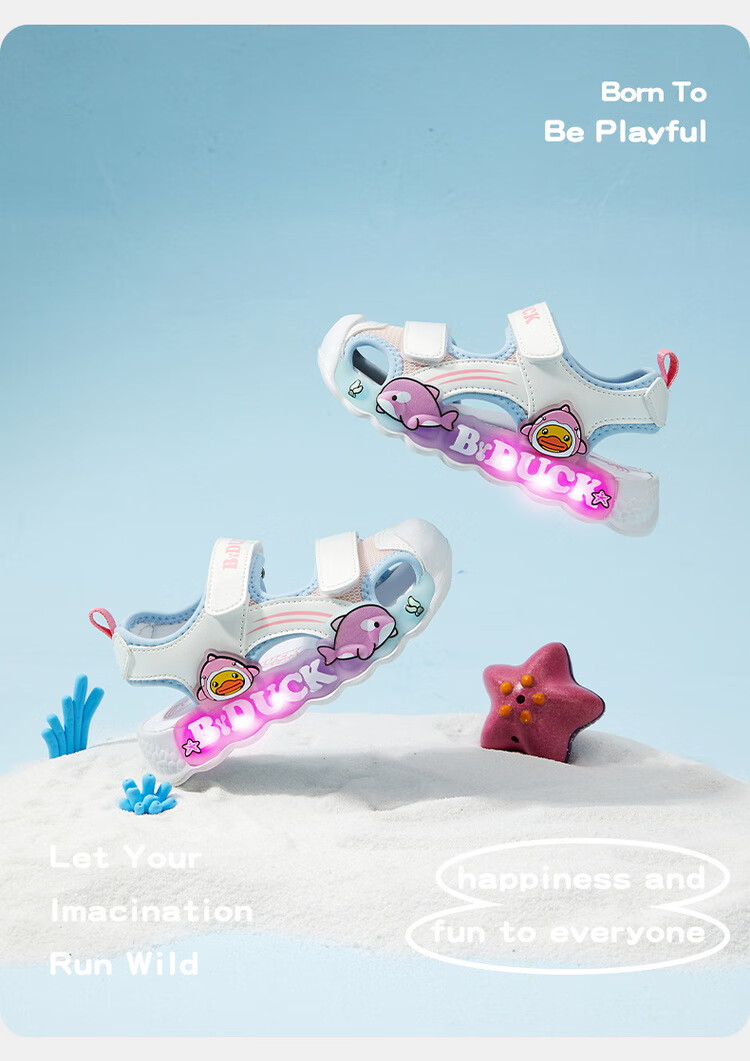 B.Duck Children's Sandals, Cartoon Fashionable Shoes for Boys And Girls, Summer Closed-Toe Beach Shoes, 5006 White-Pink, Size 30 27