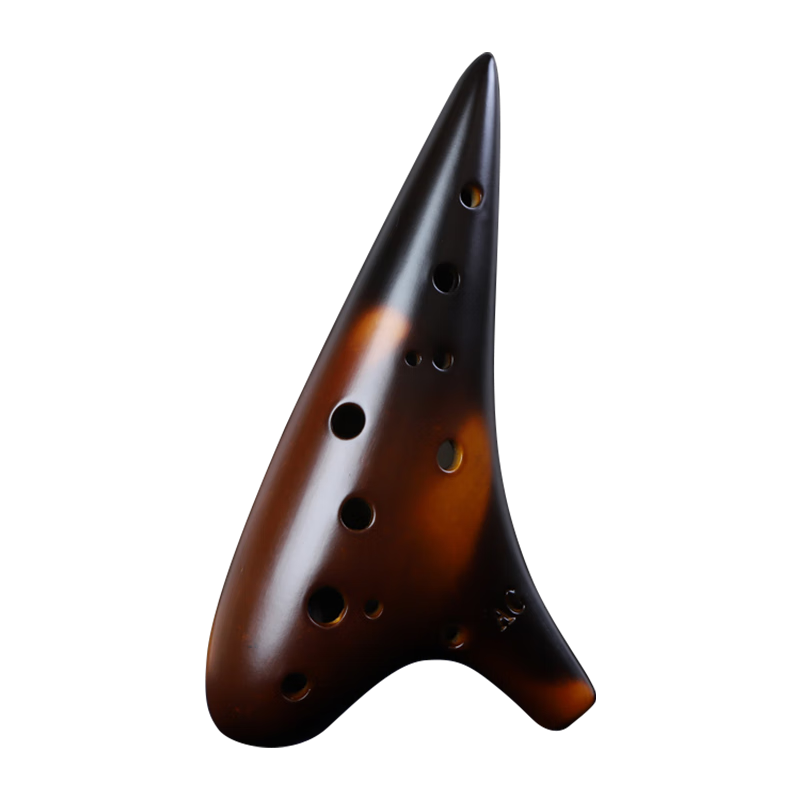 Xiangsiniao 12-Hole Professional Beginner Burnt Clay Flute, Amber Color
