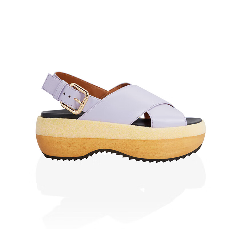 marni 奢侈品女士坡跟厚底松糕鞋淡紫色凉鞋