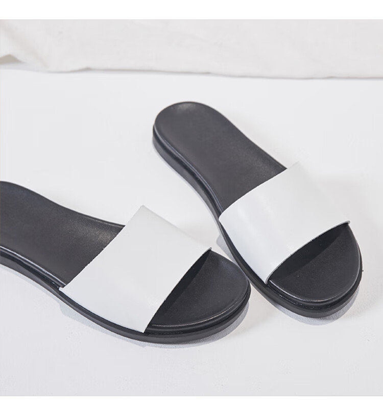 Pounise Women's Fashion Versatile Simple Outdoor Slippers Korean Style Lightweight Comfortable One-strap Sandals PCD-KA002 White Size 40/250(1.5) 11
