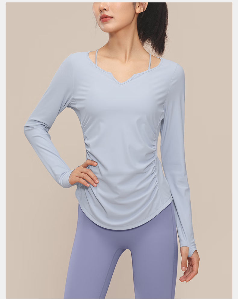 VFU Xiaomanyao Yoga Top, Long Sleeve Women's Quick-Dry Sun Protection Fitness Workout Shirt, Pilates Cover-Up, Autumn, Yellow Peach Color, Size L 17