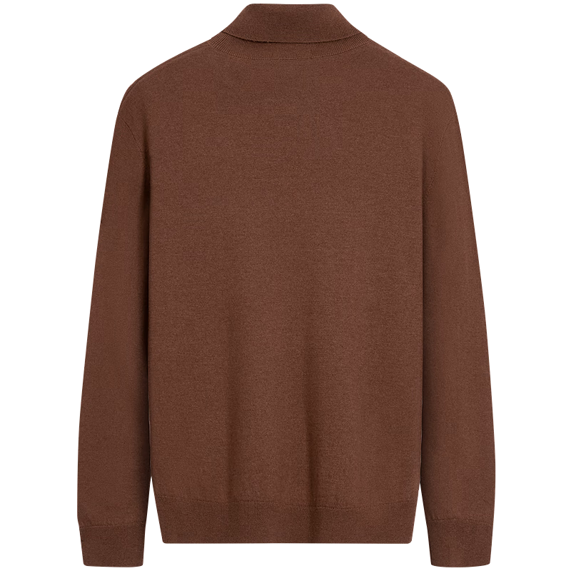 Dance with Wolves [100% Merino Wool] Turtleneck Warm Wool Sweater Versatile Long Sleeve Men's Sweater 306 Brown 175