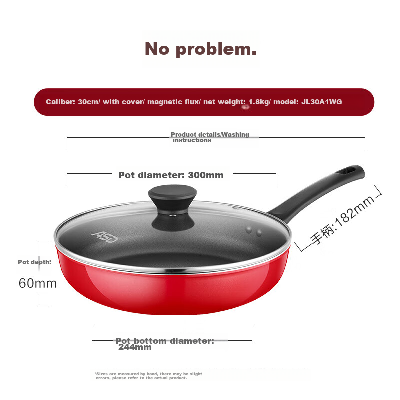 ASD Non-Stick Frying Pan for Home Use, Steak And Breakfast Pan, 30cm Compatible with Induction And Gas Stoves, 30A1