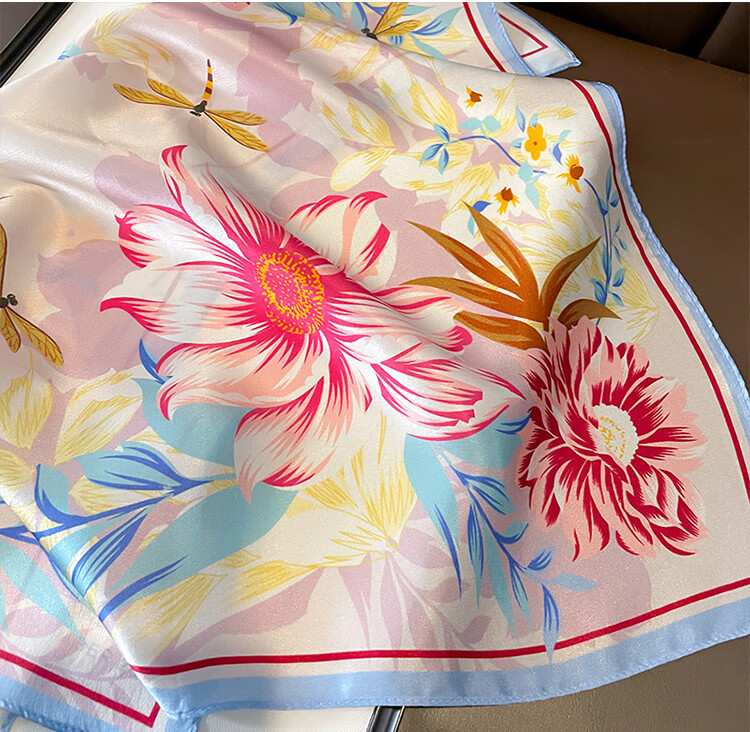 GLO-STORY Silk Scarf for Women, 53cm Mulberry Silk Small Square Scarf, French Vintage Versatile Neck Scarf, Gift Box Set WSJ334001 24