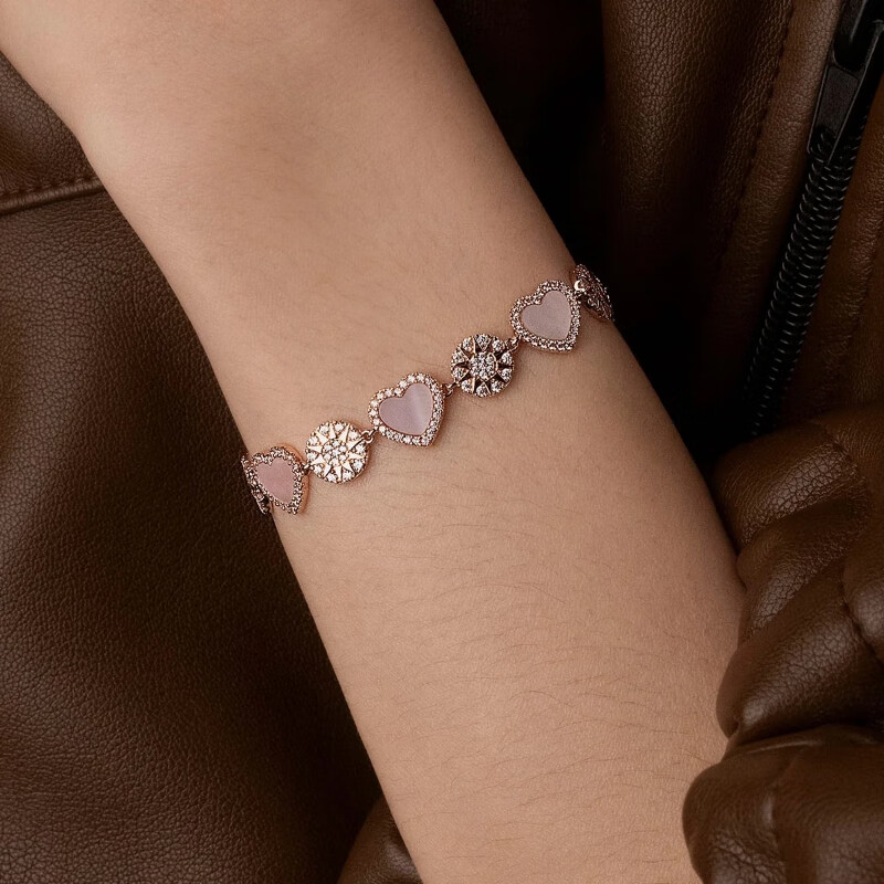 APM Monaco Pearl Mother-Of Heart-Shaped Adjustable Bracelet, Jewelry Gift for Wife
