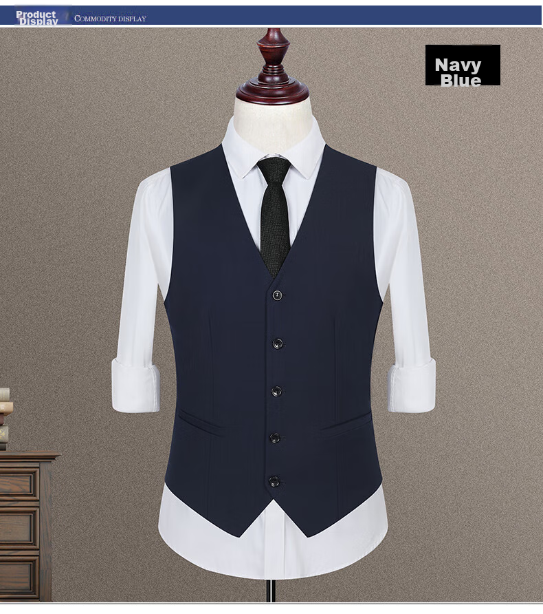 ROMON Suit Vest for Men, Slim Fit Business Professional Work Attire, Wedding Groom Waistcoat Vest, Men's Suit Jacket 11
