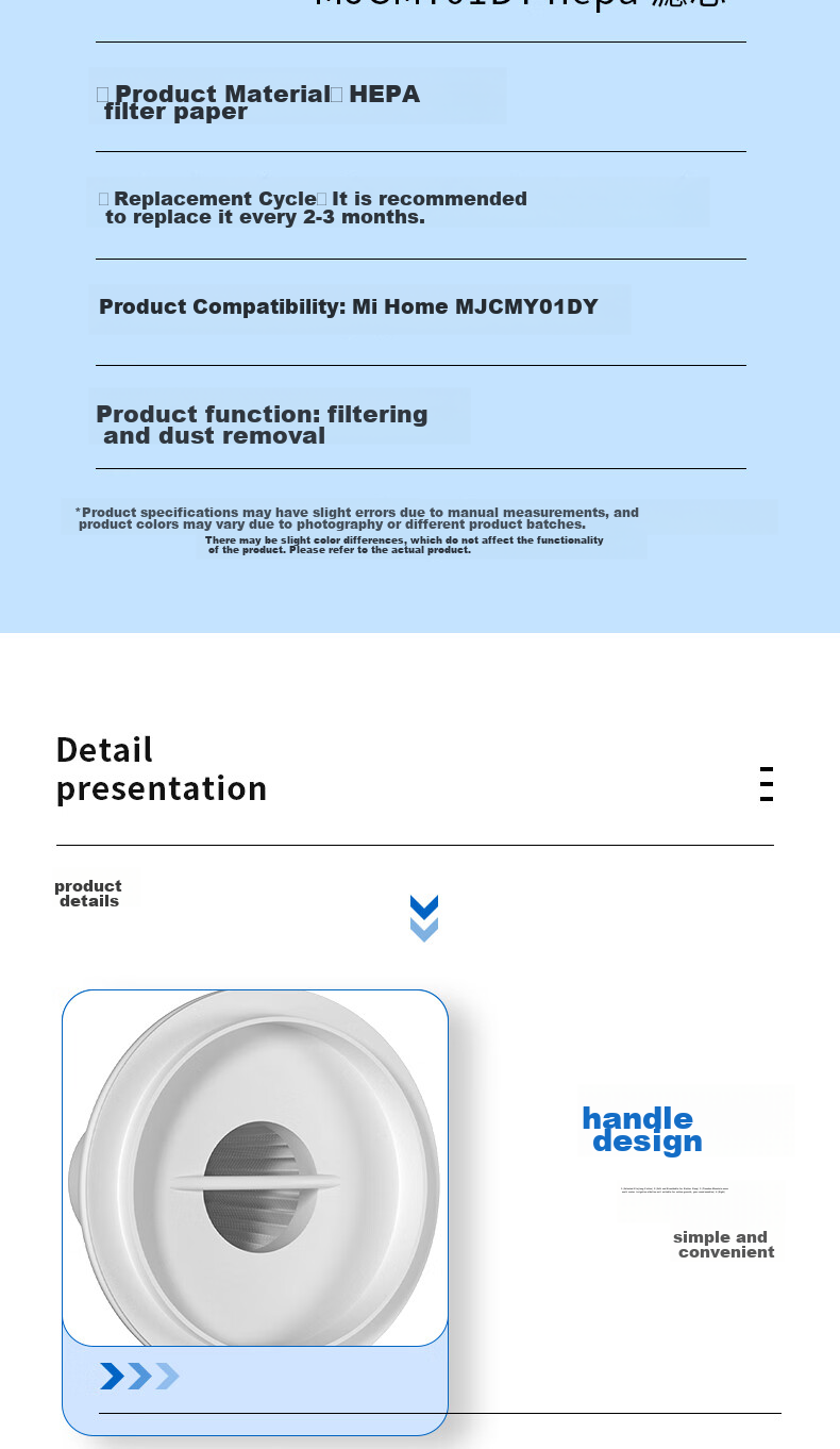 Jingwanhui Compatible with Xiaomi Mijia MJCMY01DY Dust Mite Remover, Wired Version Vacuum Cleaner, Filter Cartridge, Filter Mesh, 3-Pack Hapai Mesh W836 8