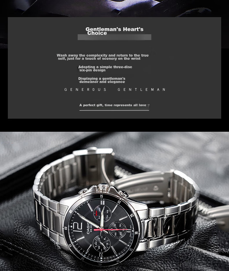 CASIO Business Commute Simple Elegant Classic Large Dial Waterproof Quartz Men's Watch Gift for Boyfriend MTP-1374L 16