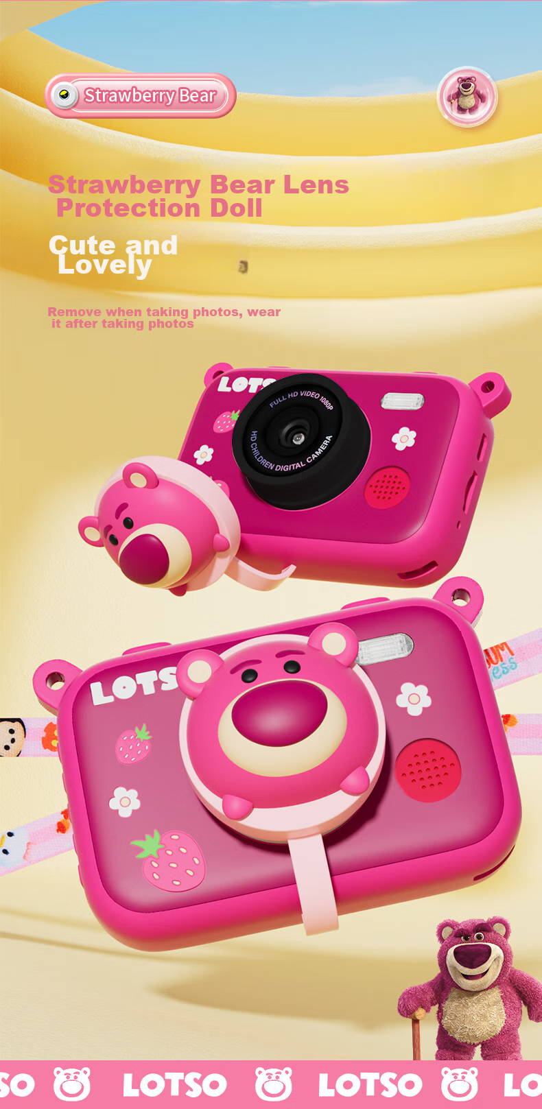 Disney Children's Digital Camera, Student Compact Camera for Photography And Travel, Touchscreen, Toy for Boys And Girls, Birthday Gift Box, Children's Present, CX5 Touchscreen Minnie Pink 3